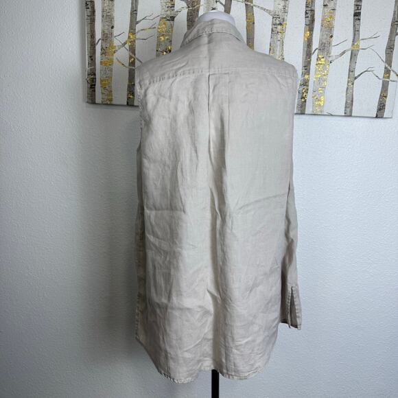 Jones New York 100% Linen Sleeveless Button Down Shirt Khaki XL - Picture 4 of 5